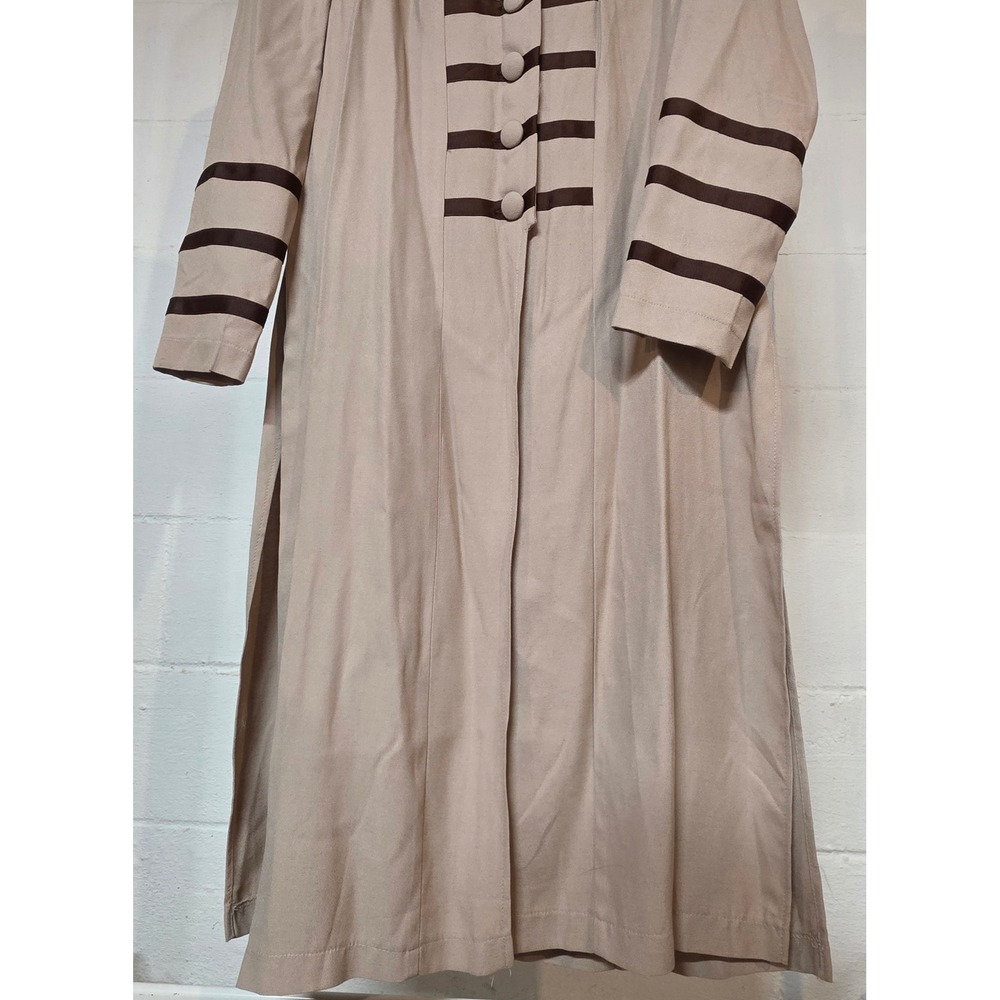 Vintage J.R.T. Newport News Beige Military Duster Coat Stripe Mandarin Collar 12 - Picture 6 of 10